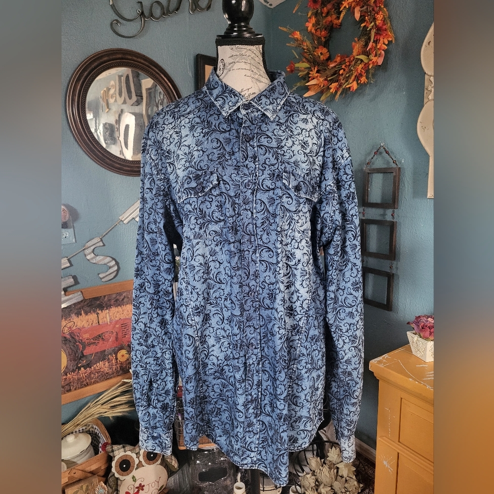Buckle Men's Navy Swirl Button Down Shirt